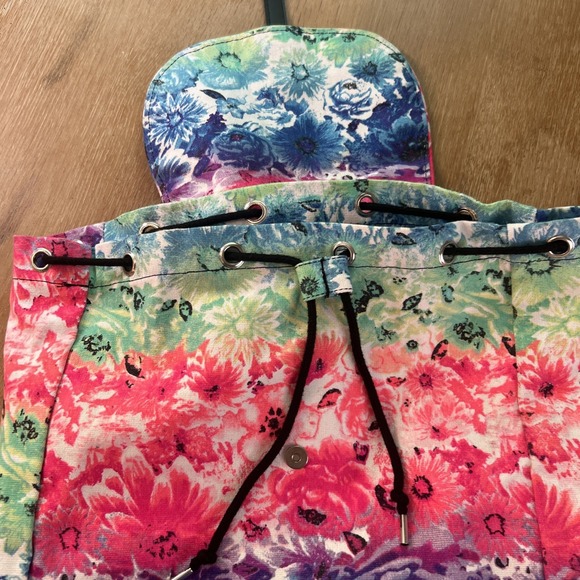 Victoria Secret PINK~Super‎ Cute Multi-Color Floral print Backpack Tie Dye - Picture 5 of 9